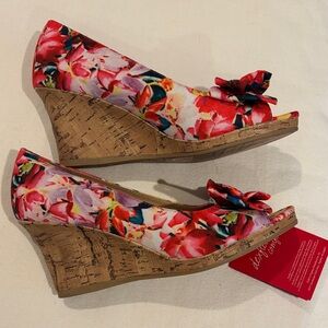 Fun Floral Cork Wedges - Bright and colorful